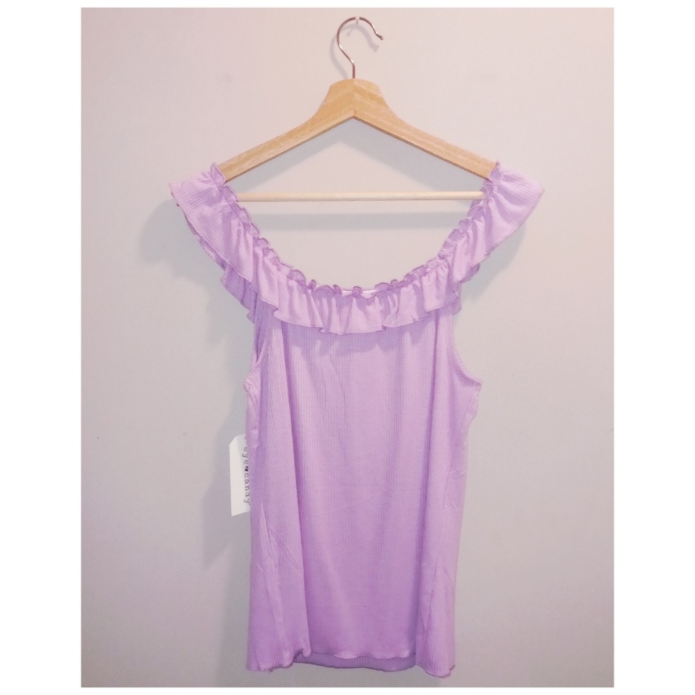 Eye Candy Ruffle Ribbed Top Purple / Lilac‎ - Picture 4 of 5